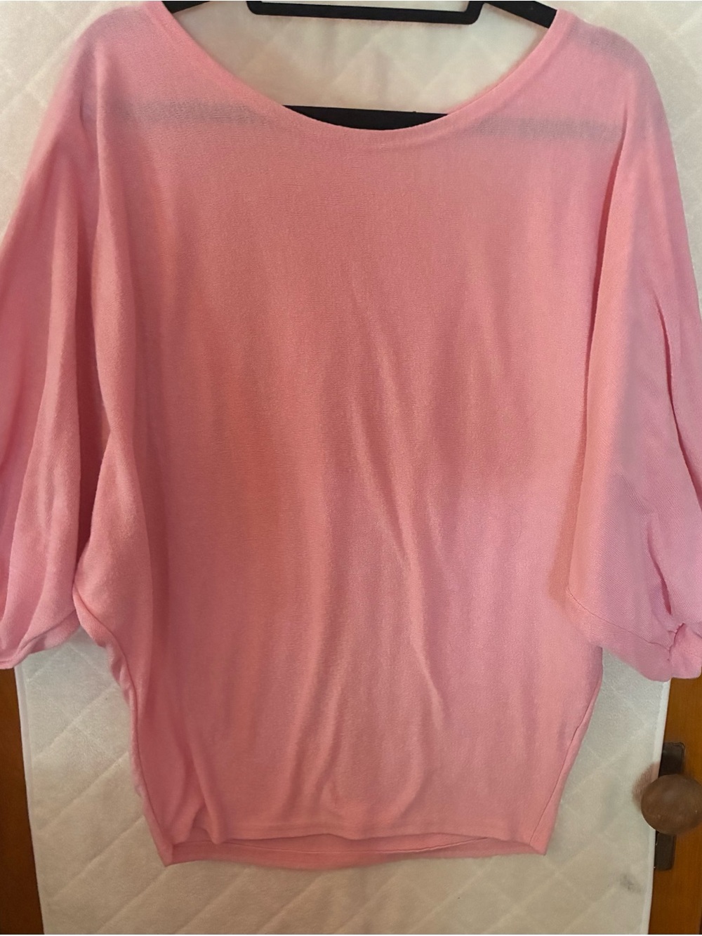 Light Pink Oversized Knit Top with Dolman Sleeves